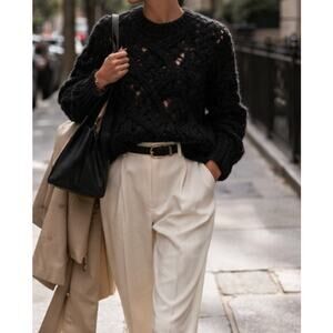 AllSaints Black Cable Knit Cashmere Wool Sweater Size 6